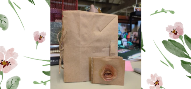 Paper bag journal with flowers