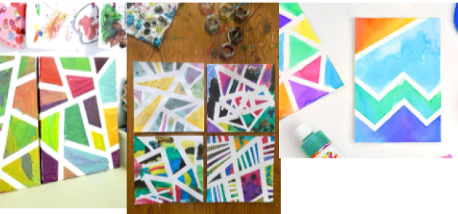 Examples of painting with tape. 