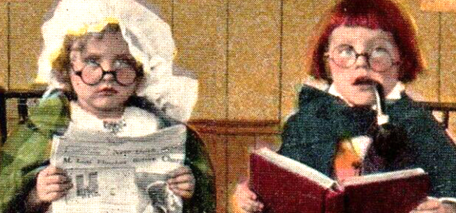 illustration of two girls reading