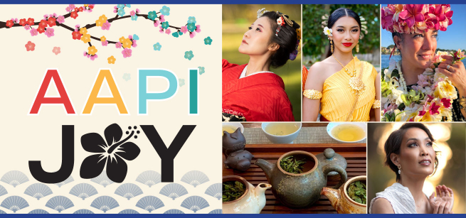 AAPI Joy logo and collage of performers