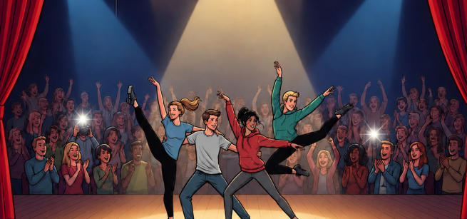 Broadway dancers on stage