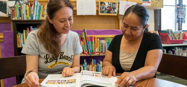 Adult Literacy tutor and learner having a session