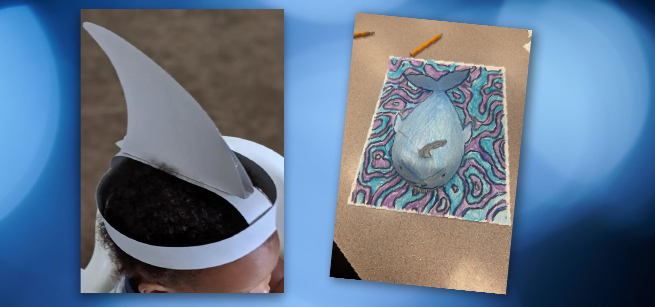 a whale craft and shark headband