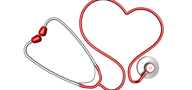 Medical stethoscope arranged in a heart shape