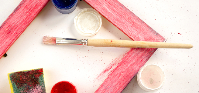 Painting frame and paint brush