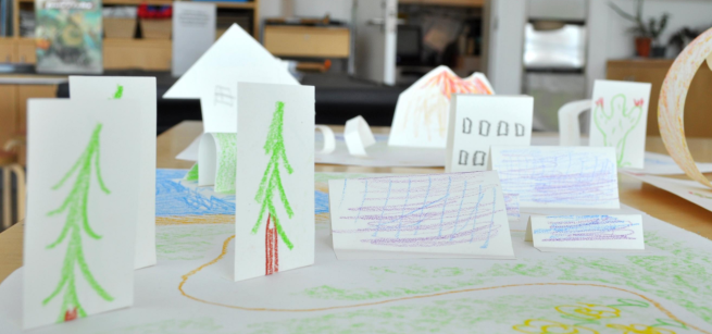 3D map with pop up paper trees