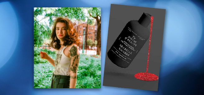 Picture of a woman and a book cover side by side