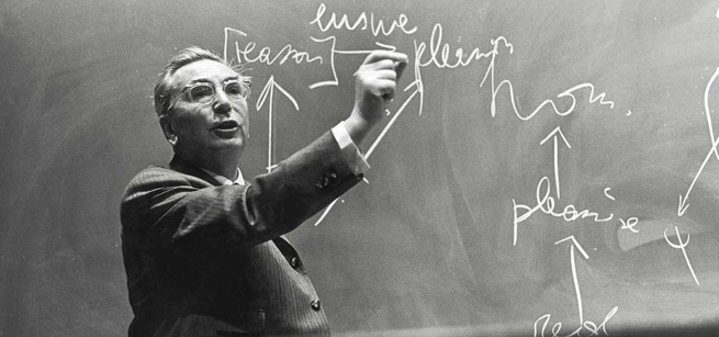 Victor Frankl at a chalkboard