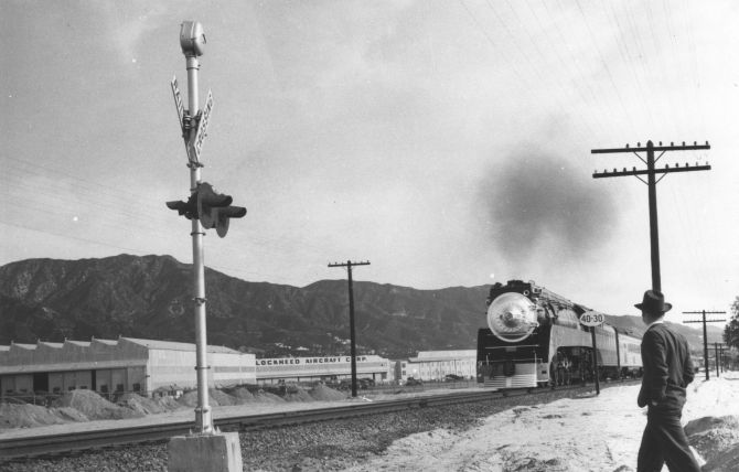 View of the Lockheed Corporation aircraft plant in Burbank