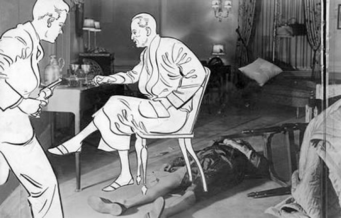 Theory of Doheny Greystone Tragedy illustrated, 1929