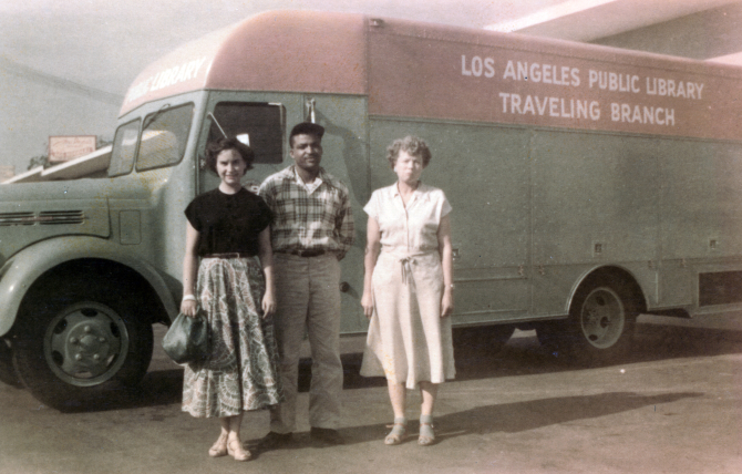 Library Bookmobile, circa 1950. Institutional Collection/Los Angeles Public Library.