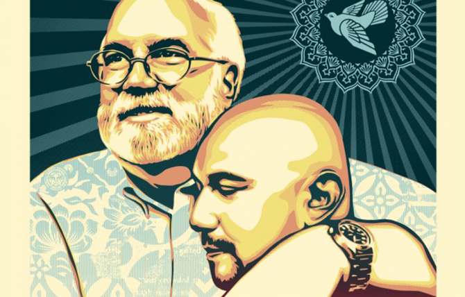 Shepard Fairy, "Radical Kinship," 2018. Poster (based on an original painting) | Courtesy of Homeboy Industries