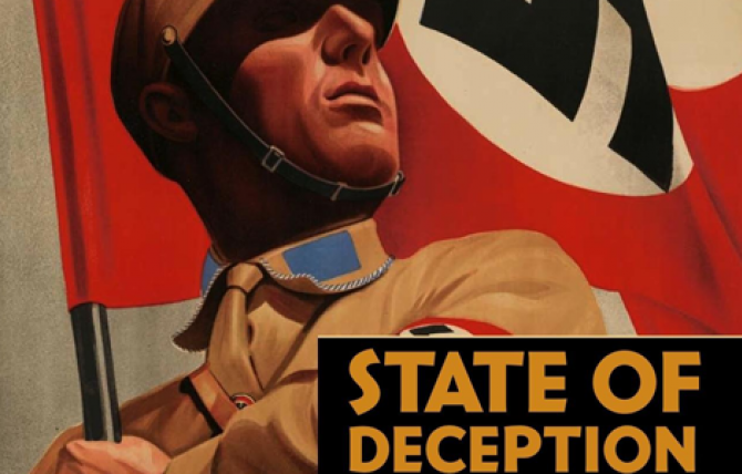 The book cover of State of Deception: The Power of Nazi Propaganda, written by Museum curators Steven Luckert and Susan Bachrach. The cover image is from a poster for the 1933 film S.A. Mann Brand.–Kunstbibliothek Berlin/BPK, Berlin/Art Resource, New York
