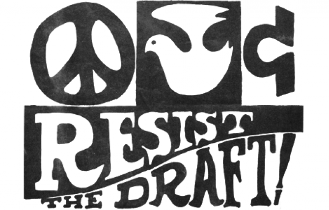 Peace & Love: Resist the Draft!, Undated Leaflet, Printing Ink on Paper, 8.5 x 13 inches, L.A. Resistance Collection, Los Angeles Public Library