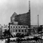 historic black and white photo of Central Library under construction 