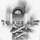 Historic proposed design of interior of Central Library