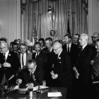 President Lyndon B. Johnson Signs the Civil Rights Act, July 2, 1964. Image courtesy of Lyndon Baines Johnson Library  and Museum.