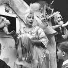 Youngsters visiting Geniiland cluster around Jean Genii Cease, as Bubbles the pink elephant enters the party scene. Geniiland at 14507 Dickens St. in Sherman Oaks was founded by Case in the late 1950s and operated for 18 years as a venue for children's parties. January 6, 1961.