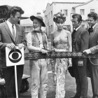 From left, Clint Eastwood and Paul Brinegar of Rawhide, Tina Louise of Gilligan’s Island and Robert Conrad and Ross Martin of The Wild, Wild West help promote the CBS prime time lineup for 1965. Valley Times Collection