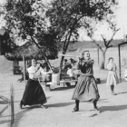 Bloomer girls enjoy a game of baseball at an Echo Park playground in 1907. Herald Examiner Collection