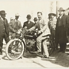 Pancho Villa posing with an Indian Motorcycle, Mexico-US border, 1914 Gelatin silver print, The Getty Research Institute 