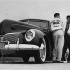 Dick Lewis and Glen Hooker, president and vice president of Burbank's Tsuki-Teru Car Club show off their ornate jackets, made of 100 per cent Orlon, softest and lightest in weight of synthetic fabrics. August 24, 1954.