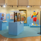 Displays and artifacts representing the group Baseball Reliquary, as part of the Something in Common exhibit.