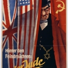 Behind the Enemy Powers: the Jew. During World War II, Nazi propagandists frequently depicted the Jew as a conspirator plotting world domination by acting behind the scenes in nations at war with Germany. This caricature represents the Jewish financier manipulating the Allies, Great Britain, the United States, and the Soviet Union. Hanisch, artist; ca. 1942.–US Holocaust Memorial Museum, gift of Helmut Eschwege
