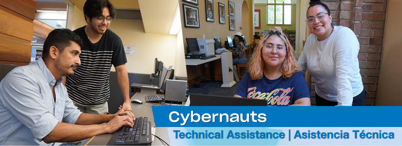 Computer users and instructors in a library setting.