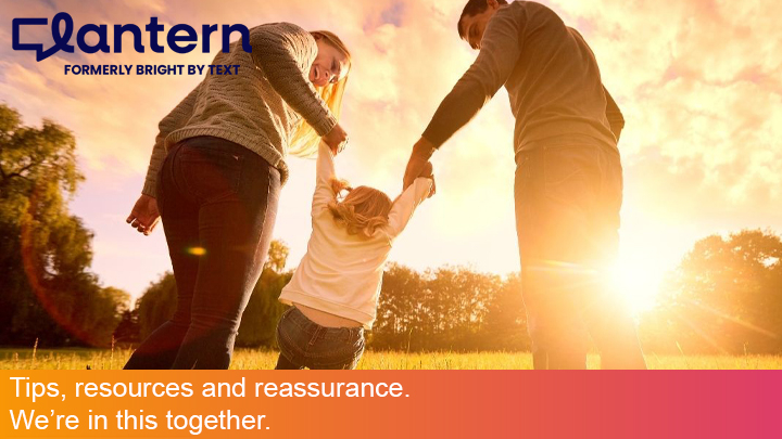 Tips, resources and reassurance. We’re in this together. family of three at sunset