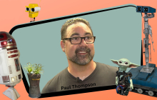 Paul Thompson and 2 robots