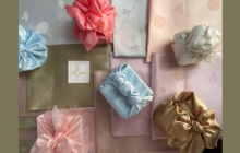 six wrapped presents in the style of bojagi 
