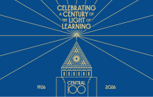 Central Library Celebrating A Century of  the Light of Learning, top of the Central Library Building