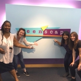 PR Speakers in front of the Teen'sScape sign