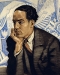 painted portrait of Langston Hughes