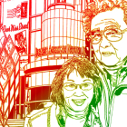 A colorized coloring page of Joseph and Elizabeth Yamada