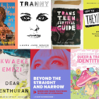 Collage of books to celebrate transgender people and International Transgender Day Of Visibility