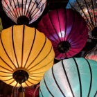 Colorful Chinese lanterns in the sky
