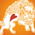A picture of a mythical lion also known as a Foo Dog.