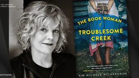 Kim Michele Richardson and her book jacket 