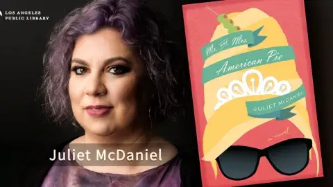 Photo of Juliet McDaniel and her debut novel, Mr. & Mrs. American Pie