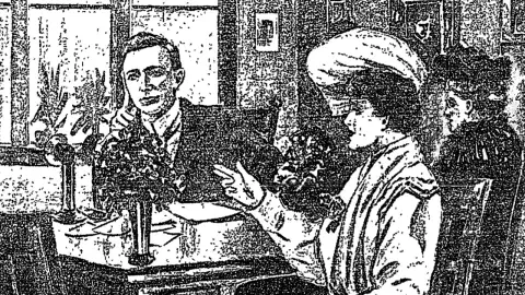 LA Times illustration of Los Angeles Club Women taking their concerns to Mayor McAleer.