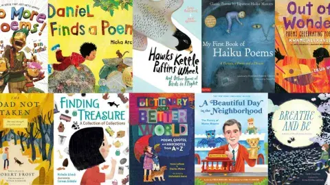 Collage of poetry books for children