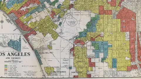 Close-up of color-coding legend of Los Angeles neighborhoods