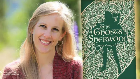 Author Carrie Vaughn and her latest book, Ghosts of Sherwood