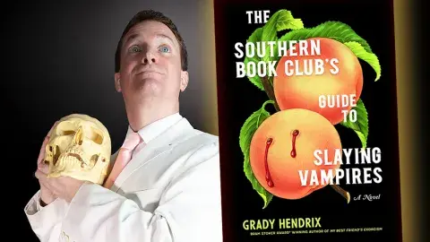 Author Grady Hendrix and his latest book, The Southern Book Club’s Guide to Slaying Vampires