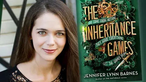 Author Jennifer Lynn Barnes and her latest book, The Inheritance Games