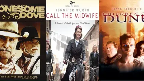 Collage of television adaptations of books