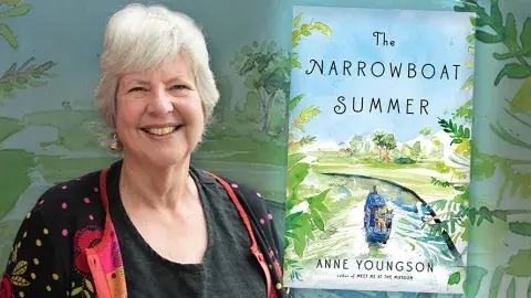 Author Anne Youngson and her latest novel, The Narrowboat Summer