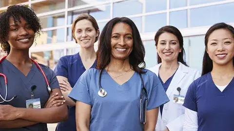 Group of medical profession heroes